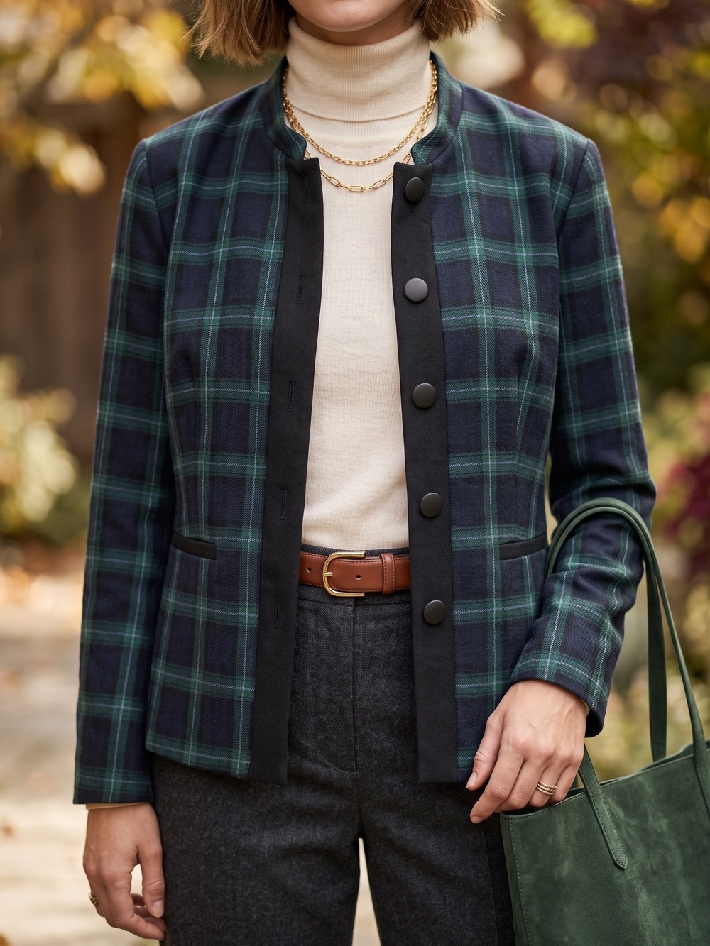Tristan Plaid Military Jacket Dark Academia Corpcore Equestrian Peplum Blazer